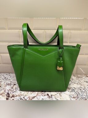 MICHAEL KORS Whitney Green Leather Handbag